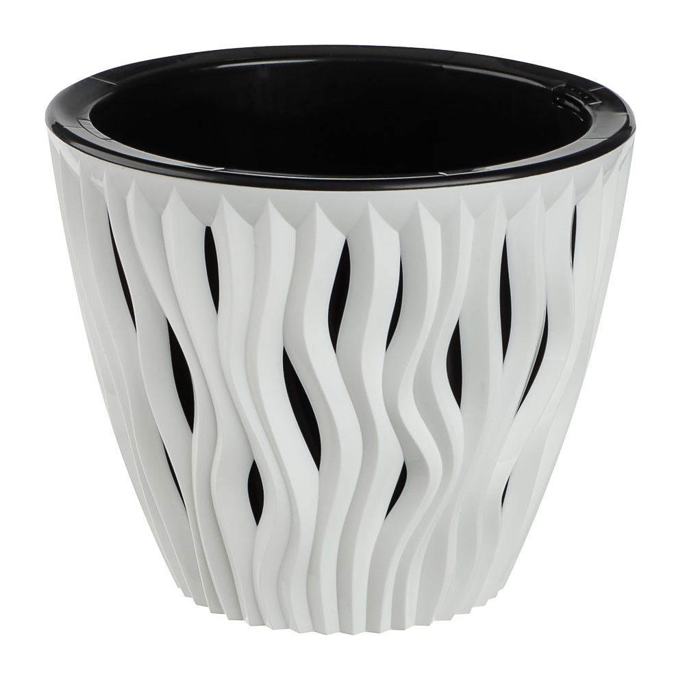 Кашпо для цветов со вставкой "Вдохновение" 4,5л, d21,5см; h17,9см, цвет белый/чёрный, арт.№ 164-419