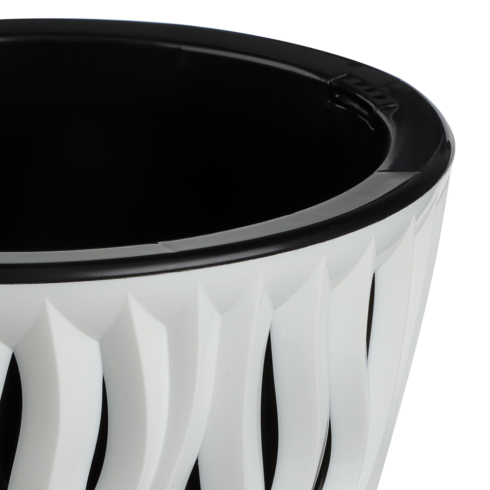 Кашпо для цветов со вставкой "Вдохновение" 4,5л, d21,5см; h17,9см, цвет белый/чёрный, арт.№ 164-419