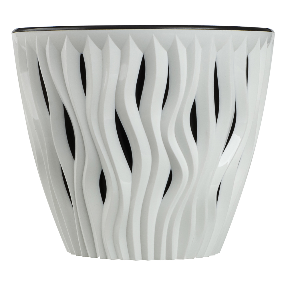 Кашпо для цветов со вставкой "Вдохновение" 4,5л, d21,5см; h17,9см, цвет белый/чёрный, арт.№ 164-419