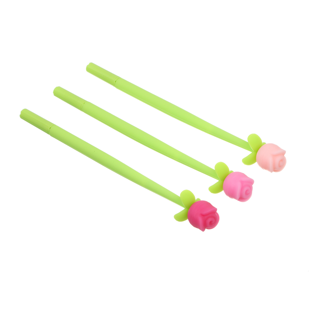 Ручка гелевая силиконовая синяя "Роза", 3 вида, шоу-бокс, арт.№ 591-321