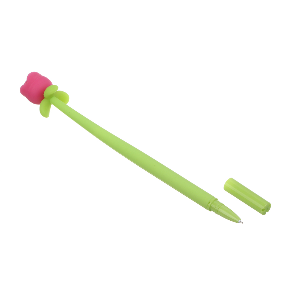 Ручка гелевая силиконовая синяя "Роза", 3 вида, шоу-бокс, арт.№ 591-321