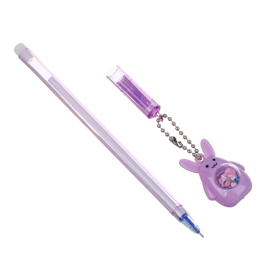 Ручка гелевая "Пиши - стирай" синяя, с фигуркой и подвесом, корпус 17 см, 4 дизайна, арт.№ 591-009