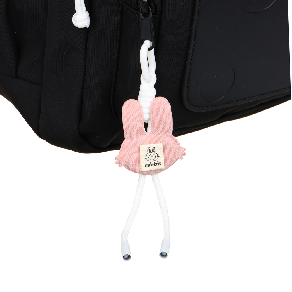 Рюкзак подростковый 45x30x17см, 2 отд., 4 карм., вставка "зайчик", ПЭ, иск.кожа, подвеска, черный, арт.№ 254-763