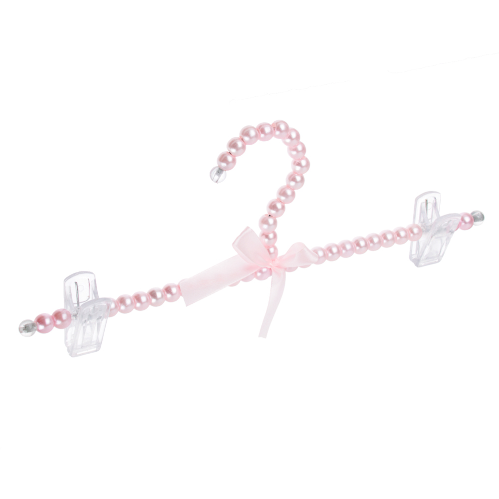 VETTA Вешалка металлическая для брюк/юбок с клипсами, имитация жемчуга с бантом, 32см, 2 цвета, арт.№ 456-101