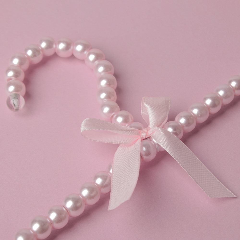 VETTA Вешалка металлическая для брюк/юбок с клипсами, имитация жемчуга с бантом, 32см, 2 цвета, арт.№ 456-101