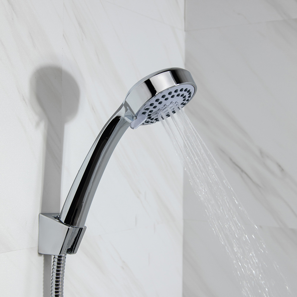 RAIN Смеситель для ванны Уран, прямой излив 35см, кранбуксы 1/2, душ. набор, овал, латунь, хром, арт.№ 561-004