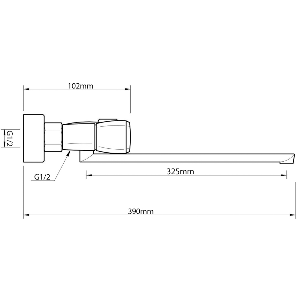 RAIN Смеситель для ванны Уран, прямой излив 35см, кранбуксы 1/2, душ. набор, овал, латунь, хром, арт.№ 561-004