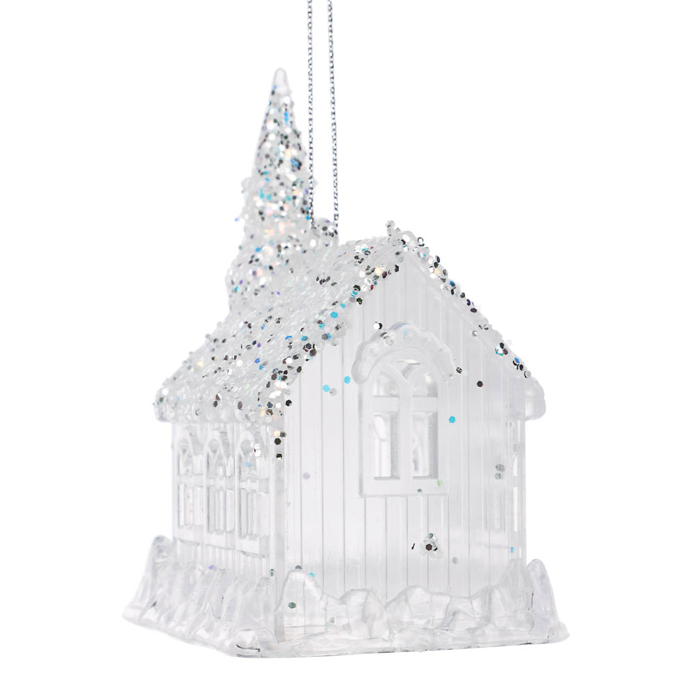 СНОУ БУМ Подвеска декоративная "Дом" 7.5x6x10 см, акрил, глиттер, арт.№ 397-430