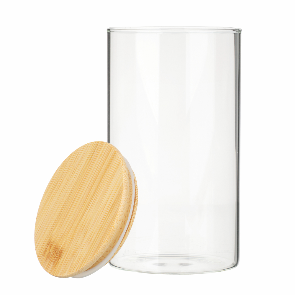VETTA ЭКО Эллипс Банка для хранения 700мл, 15х8,5см, стекло, бамбук, арт.№ 828-319