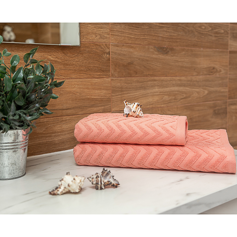 PROVANCE Зигзаг Полотенце махровое, 100% хлопок, 50х90см, 450гр/м, коралл, арт.№ 489-179