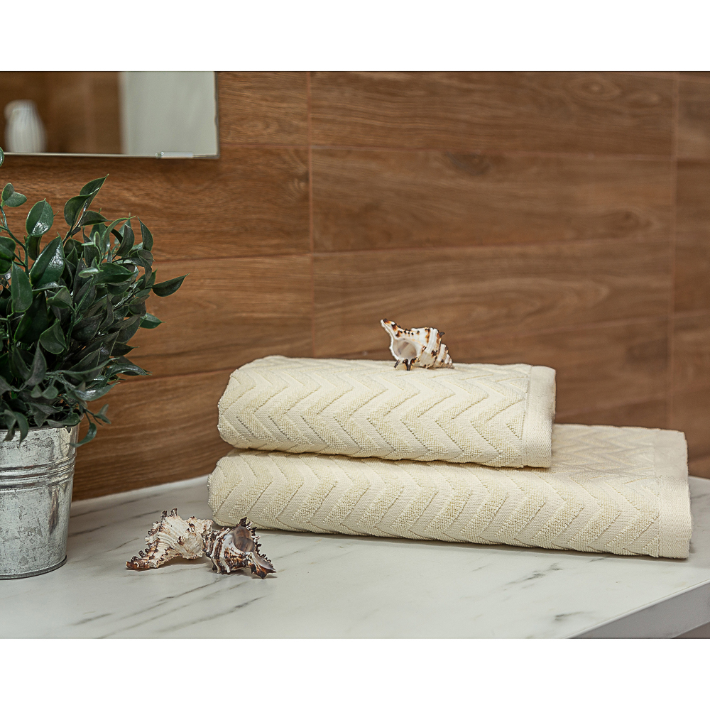 PROVANCE Зигзаг Полотенце махровое, 100% хлопок, 50х90см, 450гр/м, молочный, арт.№ 489-178