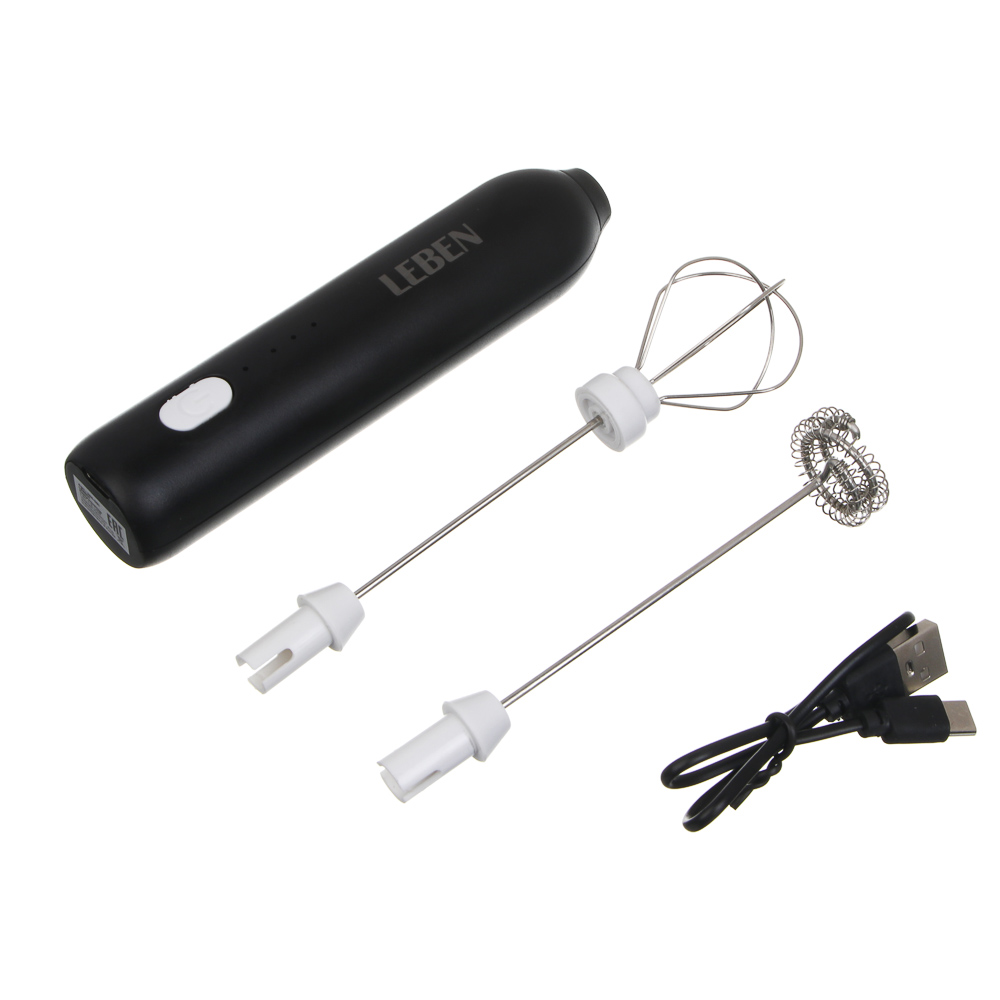 LEBEN Капучинатор аккумуляторный, 3 скорости, 2 насадки, аккум. 500мАч, арт.№ 286-051