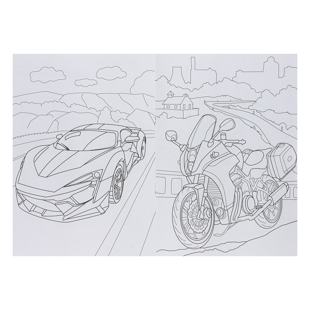 Раскраска для мальчиков, с инерционной машинкой, 19,5х27,5см, 16 стр., 5 дизайнов, арт.№ 290-396