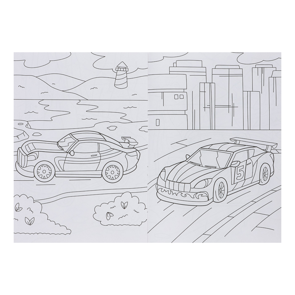 Раскраска для мальчиков, с инерционной машинкой, 19,5х27,5см, 16 стр., 5 дизайнов, арт.№ 290-396