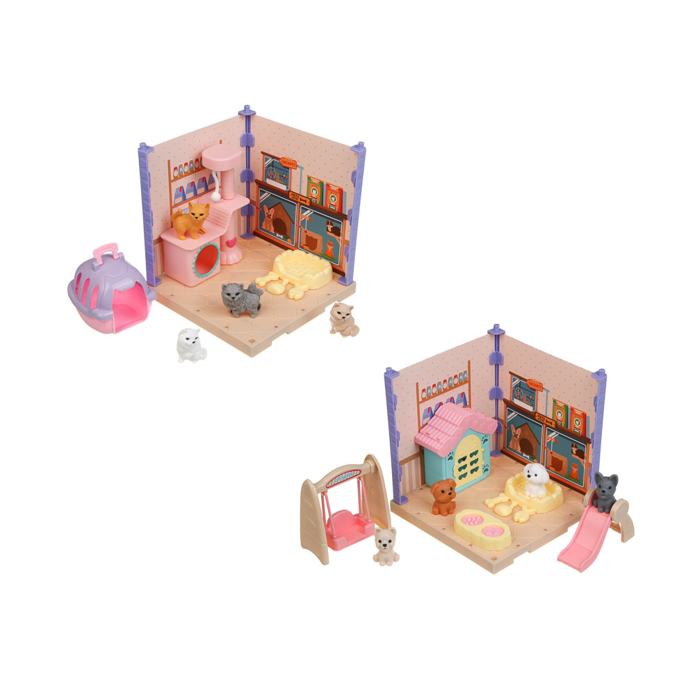 Набор Игровой "Счастливая семья" питомцы с домиком, ABS, картон, PP, тм ИГРОЛЕНД, арт.№ 294-253