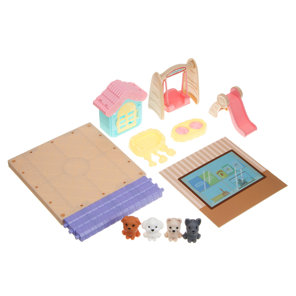 Набор Игровой "Счастливая семья" питомцы с домиком, ABS, картон, PP, тм ИГРОЛЕНД, арт.№ 294-253