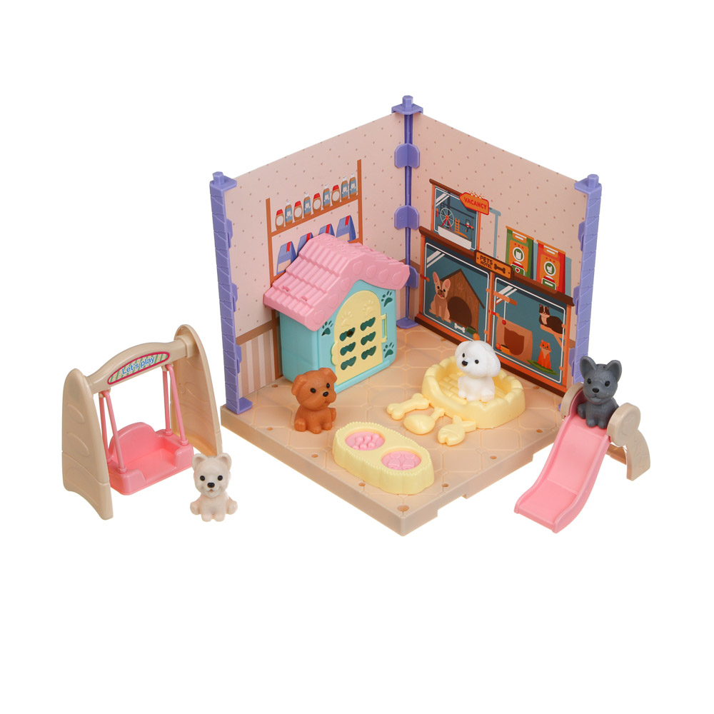 Набор Игровой "Счастливая семья" питомцы с домиком, ABS, картон, PP, тм ИГРОЛЕНД, арт.№ 294-253