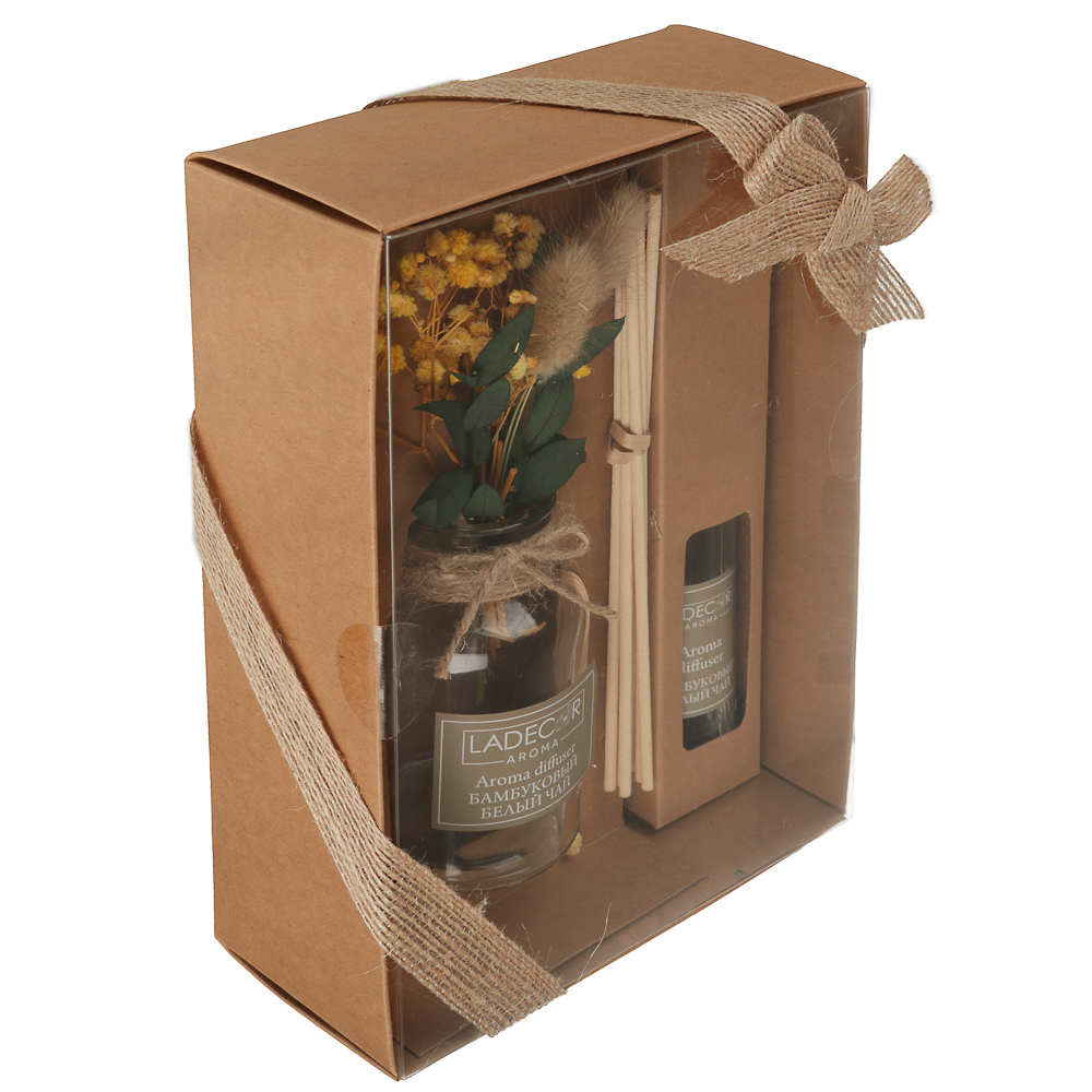 LADECOR Аромадиффузор с палочками, с декором, 100 мл, 4 аромата, арт.№ 412-075