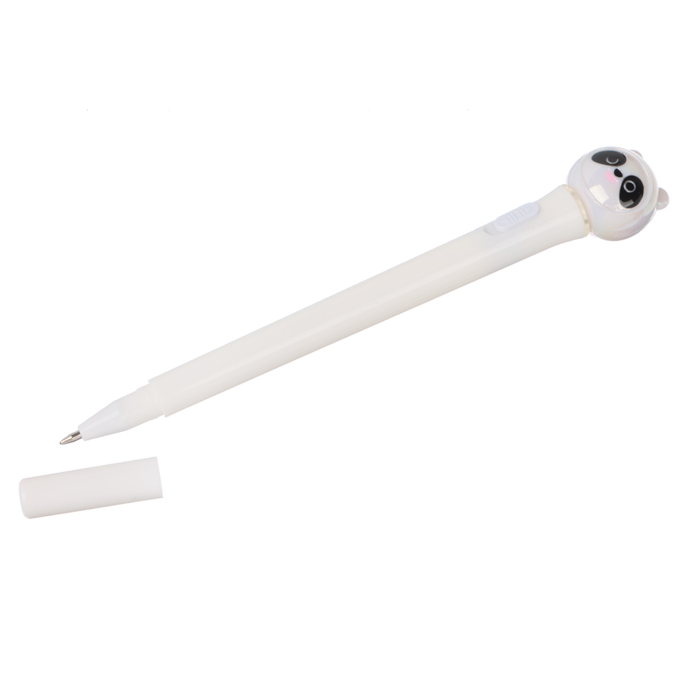 Ручка шариковая синяя, со светящейся фигуркой в форме панды, 4 цв.корп., 16,5см, пластик, арт.№ 591-151