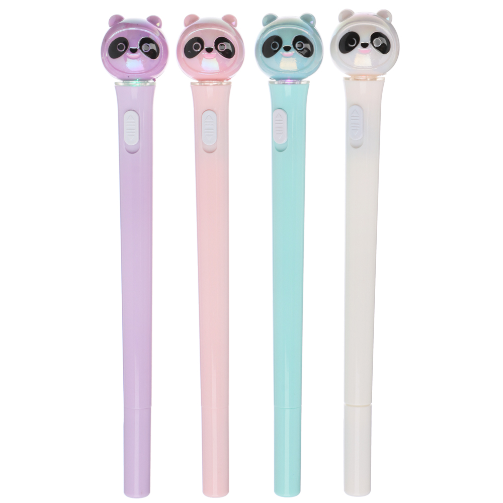 Ручка шариковая синяя, со светящейся фигуркой в форме панды, 4 цв.корп., 16,5см, пластик, арт.№ 591-151