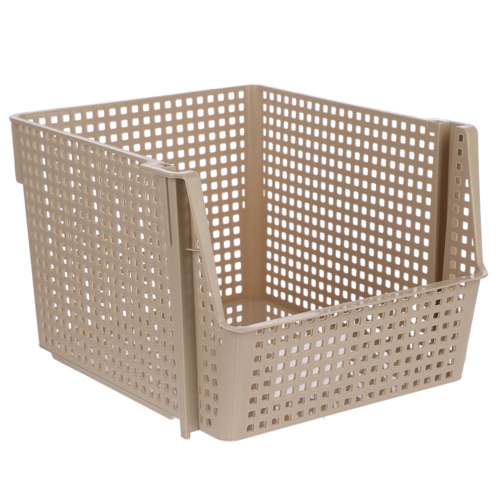 Корзинка для хранения Лофт10л штабелируемая серый, латте, арт.№ 457-856