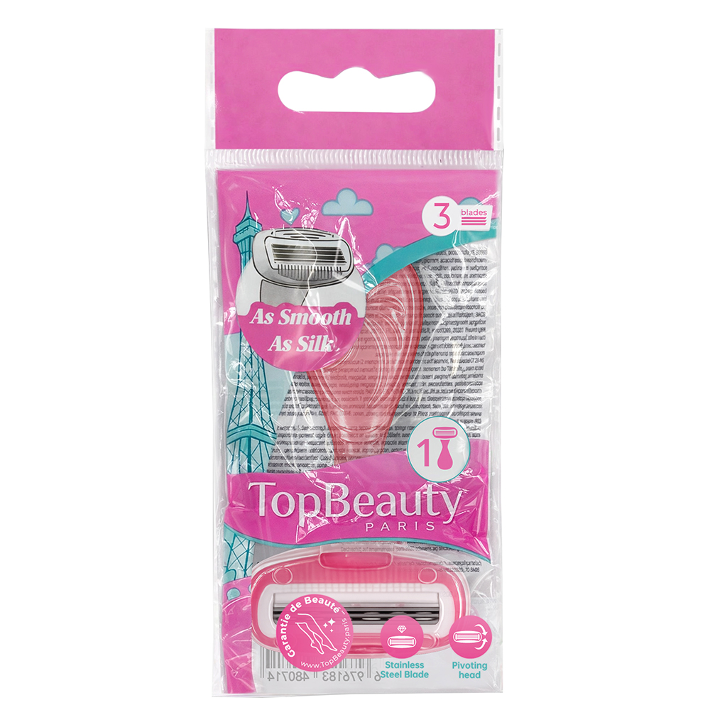 Станок для бритья женский TopBeauty Paris Mini + сменная кассета (3 лезвия), 1шт, арт.№ 946-023