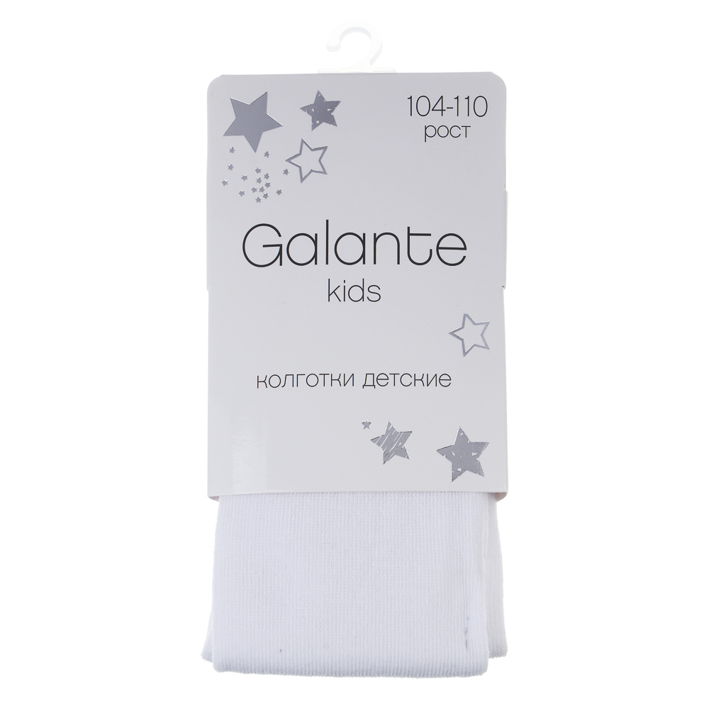 GALANTE Колготки детские, р.104-110, 80% хлопок, 15% полиамид, 5% спандекс, белый, арт.№ 048-116