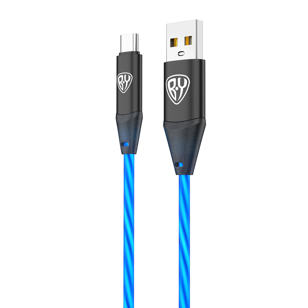 BY Кабель для зарядки Светящийся Type-C, 1м, 2.4А, Быстрая зарядка, подсв. голубая, Герои, КОЩЕЙ, арт.№ 931-478