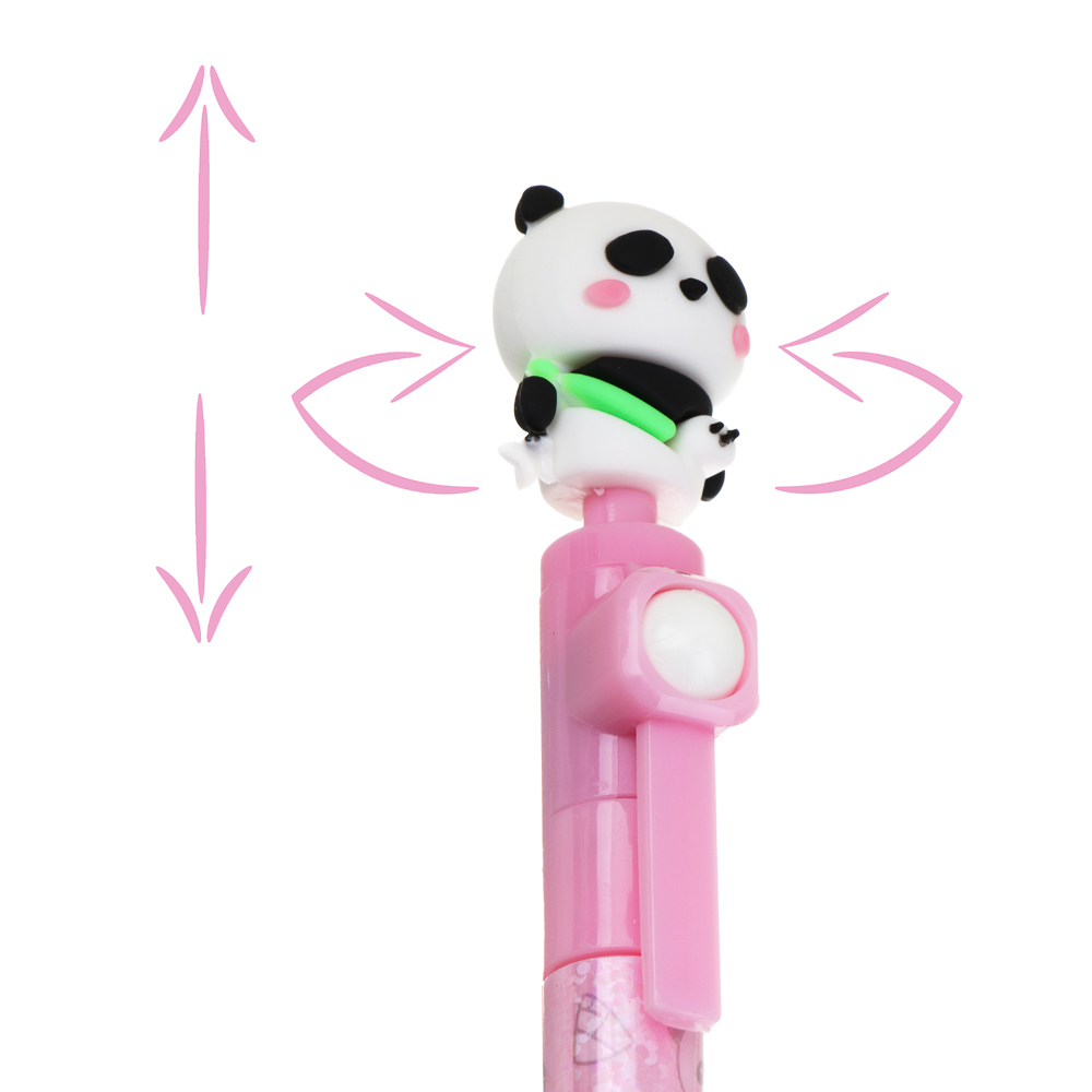 Ручка шариковая синяя, с вращающейся фигуркой "Панда", управление джойстиком, 3 дизайна, арт.№ 591-225