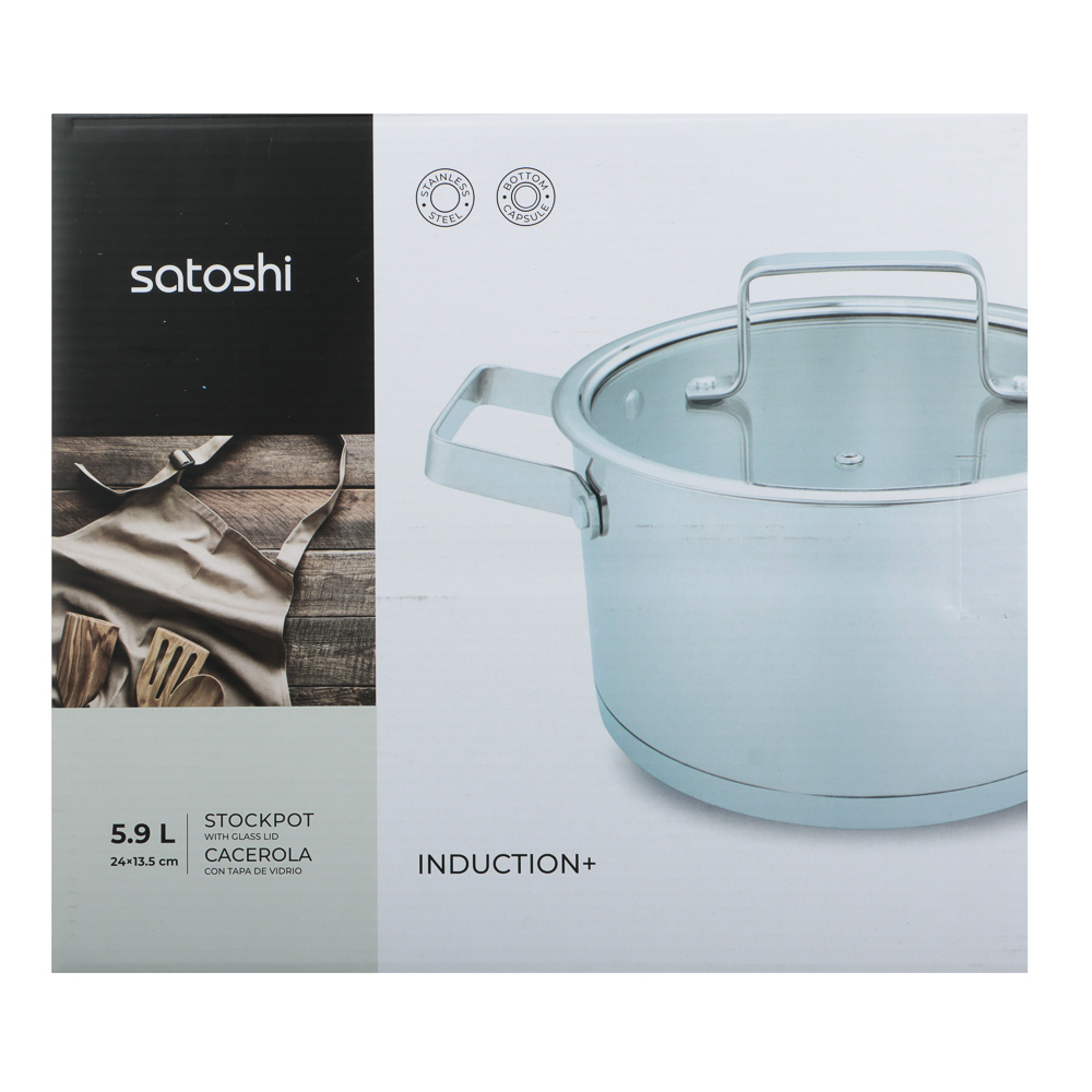 SATOSHI Шато Кастрюля 24х13,5см. 5,9л. со стекл. крышкой, индукция, арт.№ 822-268