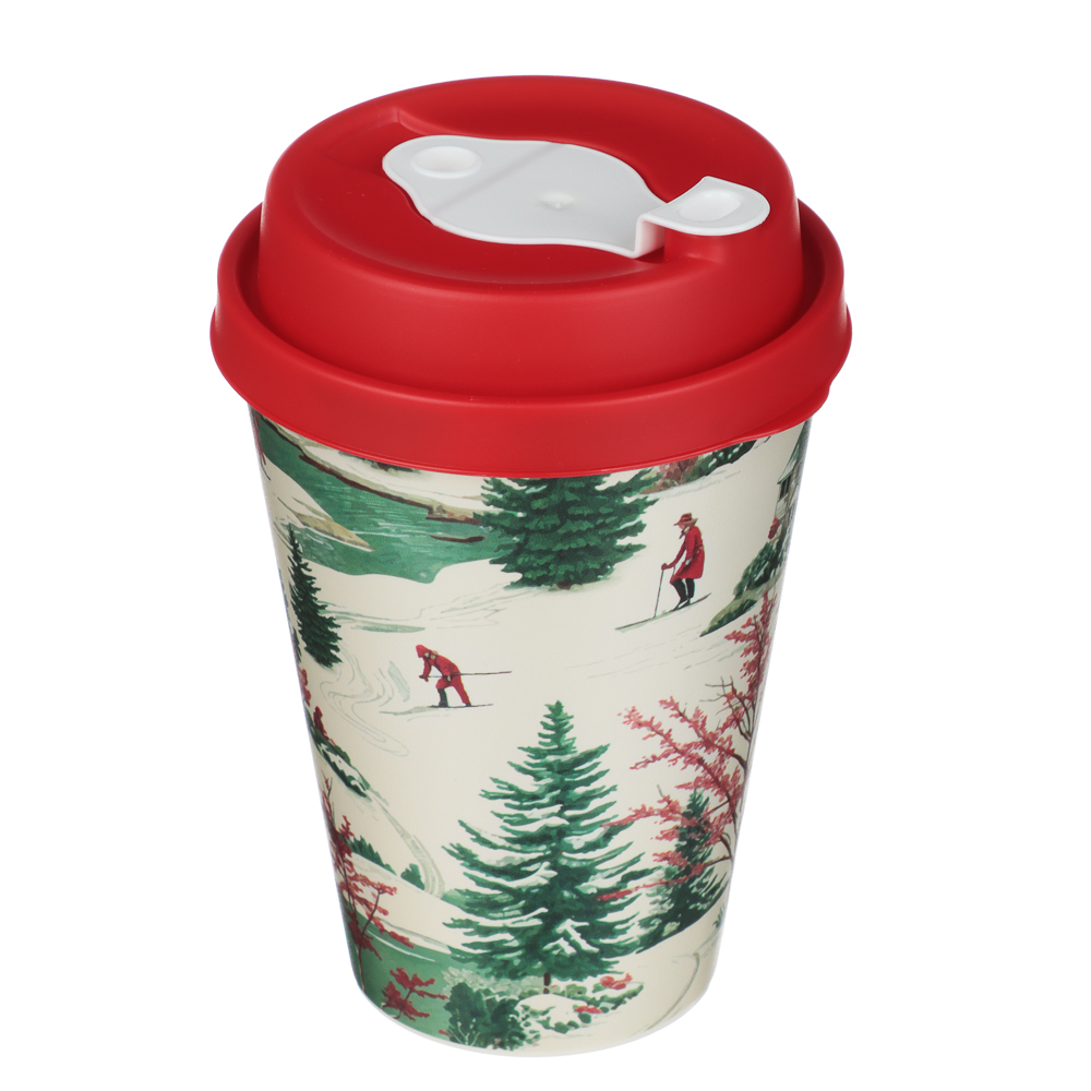 Зимние игрушки Стакан с крышкой и клапаном 420мл, пластик, 4 дизайна, арт.№ 861-550