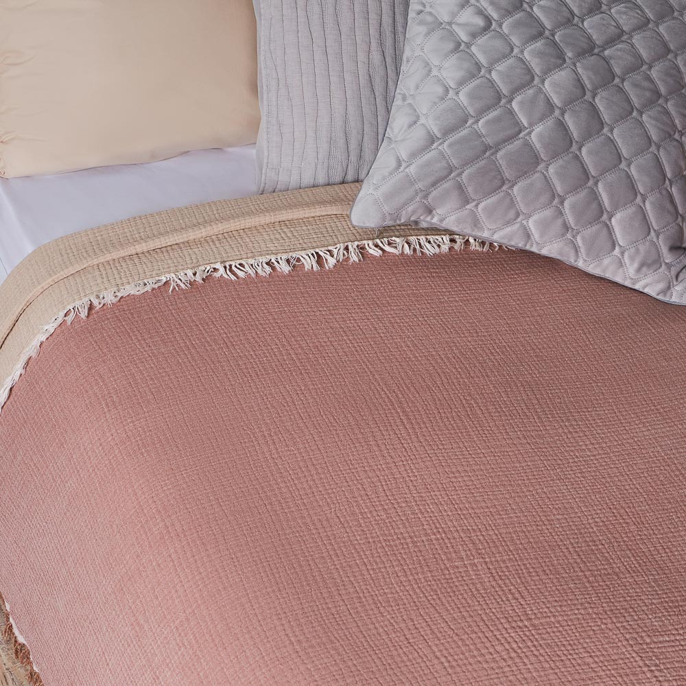 BY COLLECTION Покрывало муслиновое двухстороннее 230х250см, 100% хлопок, терракота, песочный, арт.№ 486-154