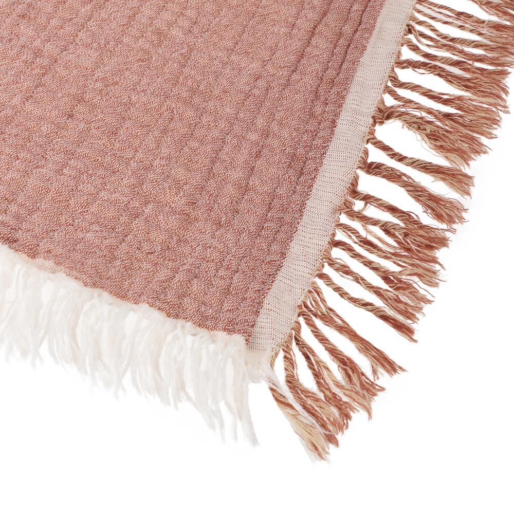 BY COLLECTION Покрывало муслиновое двухстороннее 230х250см, 100% хлопок, терракота, песочный, арт.№ 486-154