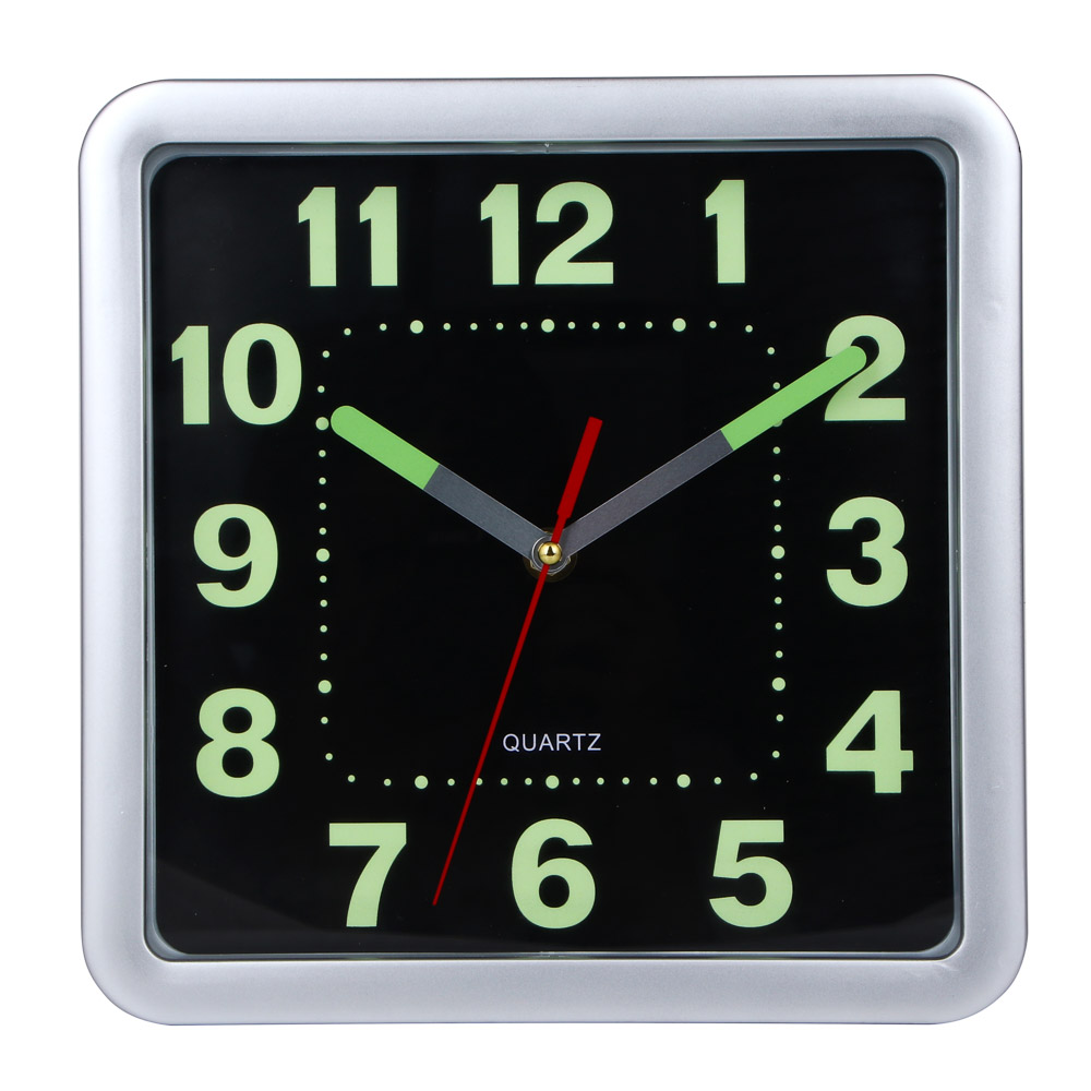 LADECOR CHRONO Часы настенные квадратные, пластик, 25x25x4 см, 1xAA, оправа серебро, арт.№ 581-333