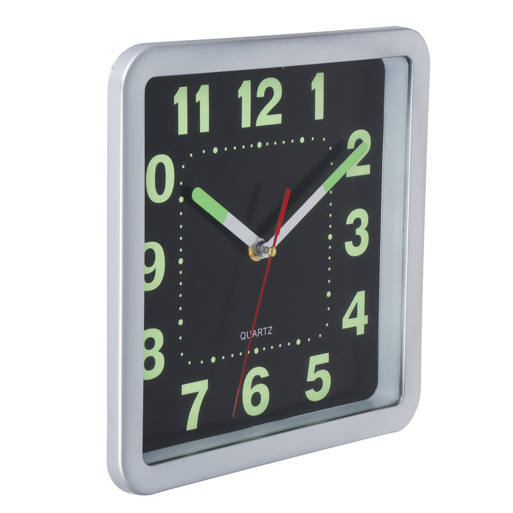 LADECOR CHRONO Часы настенные квадратные, пластик, 25x25x4 см, 1xAA, оправа серебро, арт.№ 581-333