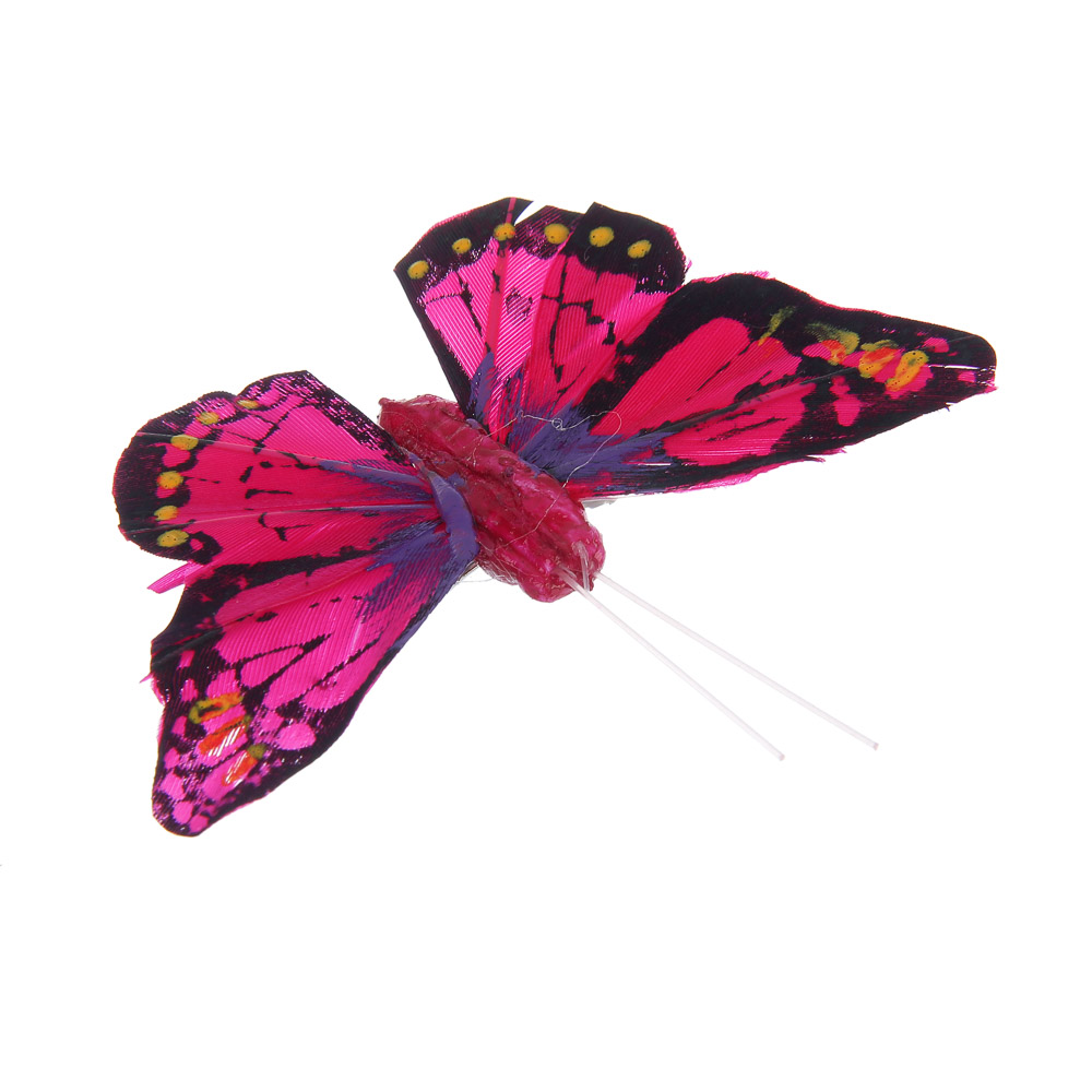 Бабочка декоративная на прищепке тм INBLOOM, набор 2шт, 8 см, перо, металл, арт.№ 153-199