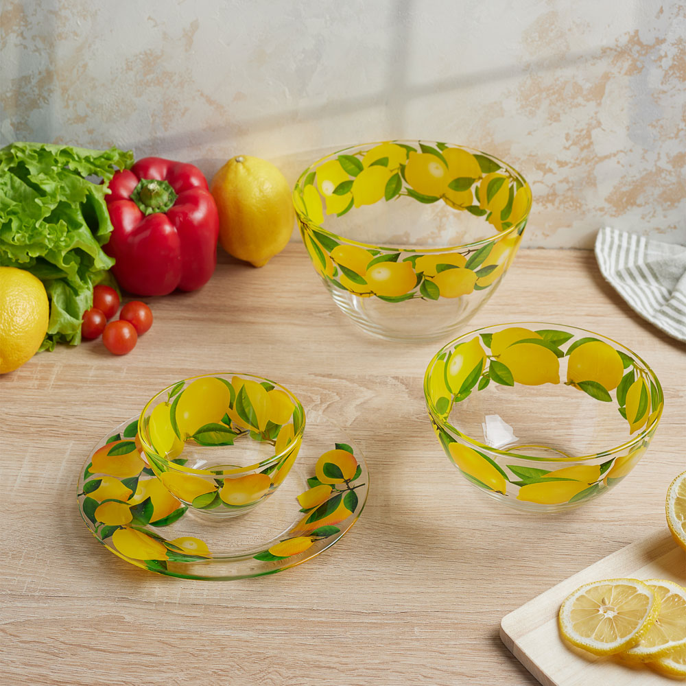 Салатник 0,7л, D-15,8см, Лимоны, стекло, арт.№ 877-687