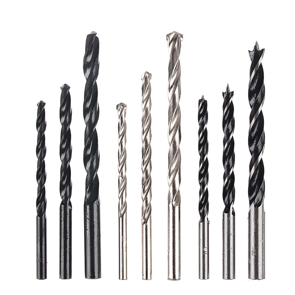 ЕРМАК Набор 9 пр: сверла по дереву (5-6-8 мм), по металлу (5-6-8 мм), по бетону (5-6-8 мм), арт.№ 603-001