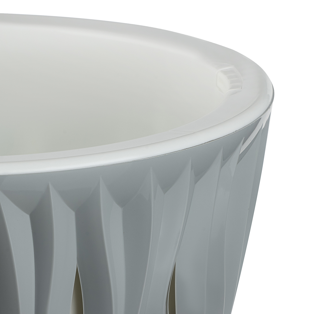 Кашпо для цветов со вставкой "Вдохновение" 4,5л, d21,5см; h17,9см, цвет серый жемчуг, арт.№ 164-420