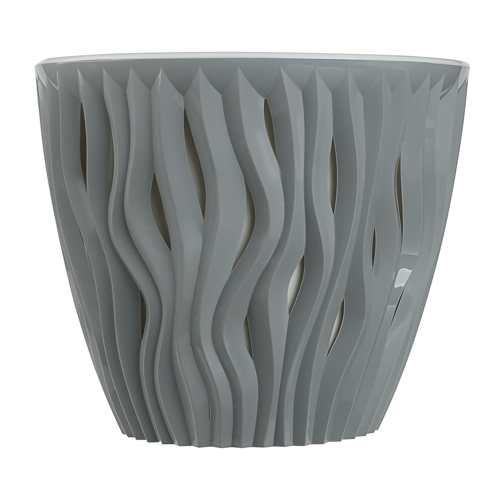 Кашпо для цветов со вставкой "Вдохновение" 4,5л, d21,5см; h17,9см, цвет серый жемчуг, арт.№ 164-420