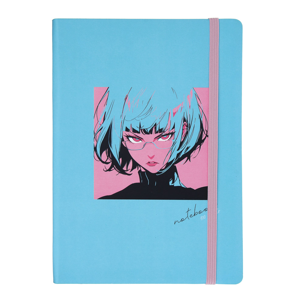 Бизнес-блокнот "АНИМЕ 3" А5, 192 страницы, гибкая обложка искусственная кожа, цветной срез, резинка, 2 закладки, арт.№ 572-281