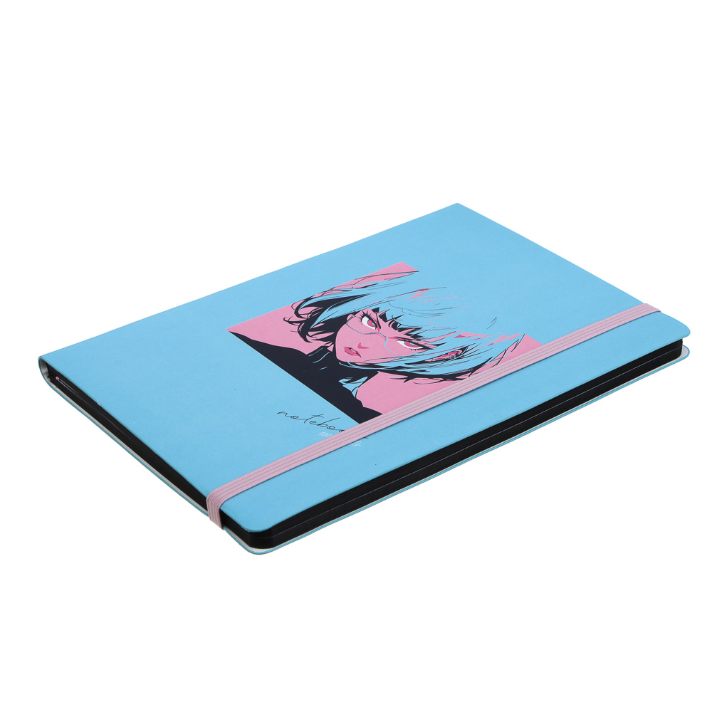 Бизнес-блокнот "АНИМЕ 3" А5, 192 страницы, гибкая обложка искусственная кожа, цветной срез, резинка, 2 закладки, арт.№ 572-281