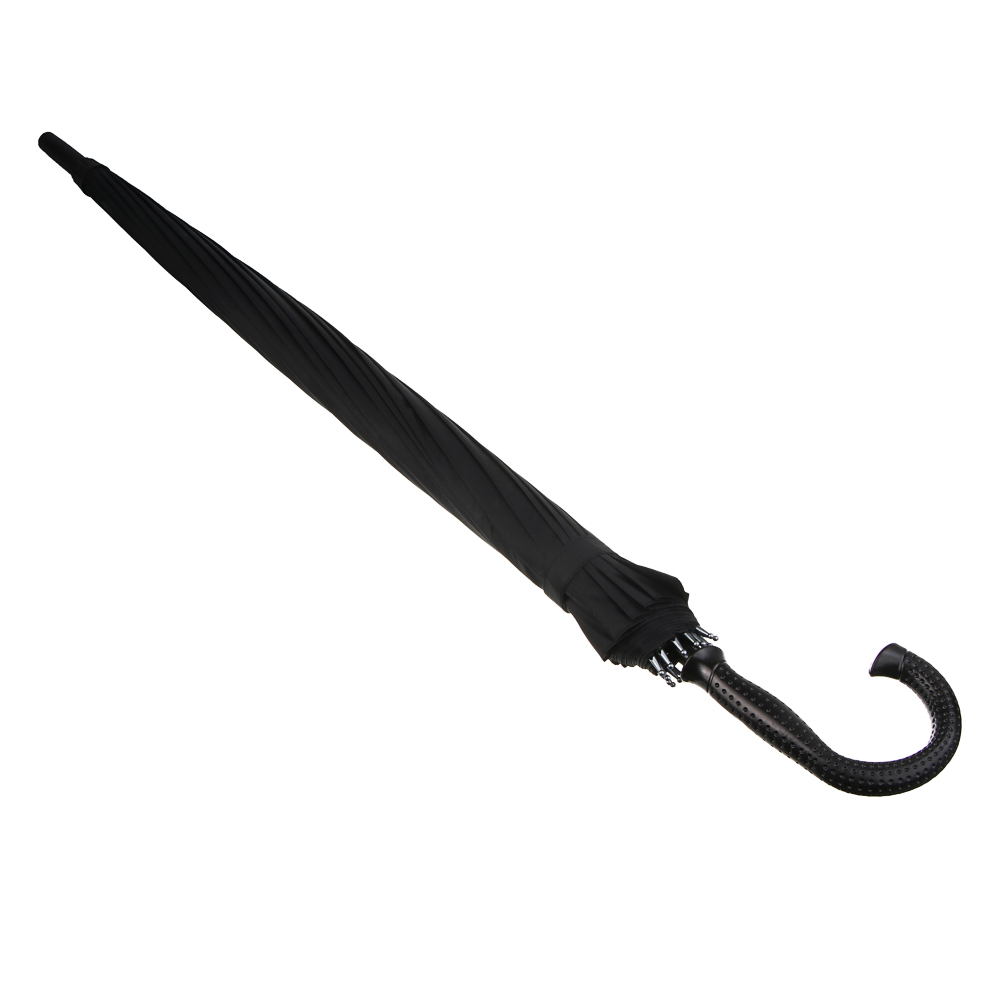 Зонт-трость универсальный, диаметр 115см, 16 спиц, металл, полиэстер, эпонж, черный, арт.№ 302-414