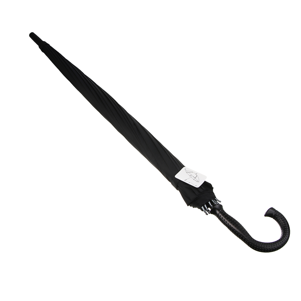 Зонт-трость универсальный, диаметр 115см, 16 спиц, металл, полиэстер, эпонж, черный, арт.№ 302-414