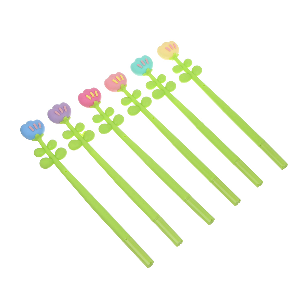 Ручка гелевая силиконовая синяя "Тюльпан", 6 видов, шоу-бокс, арт.№ 591-322