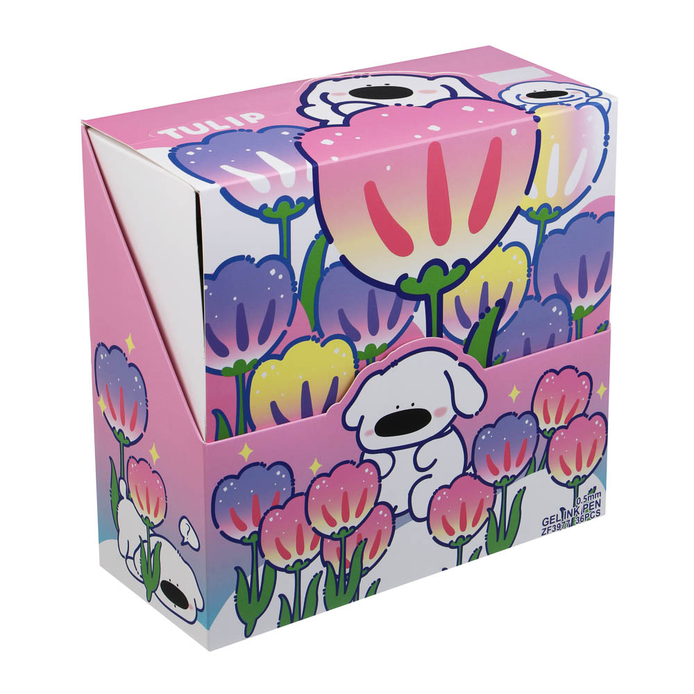 Ручка гелевая силиконовая синяя "Тюльпан", 6 видов, шоу-бокс, арт.№ 591-322