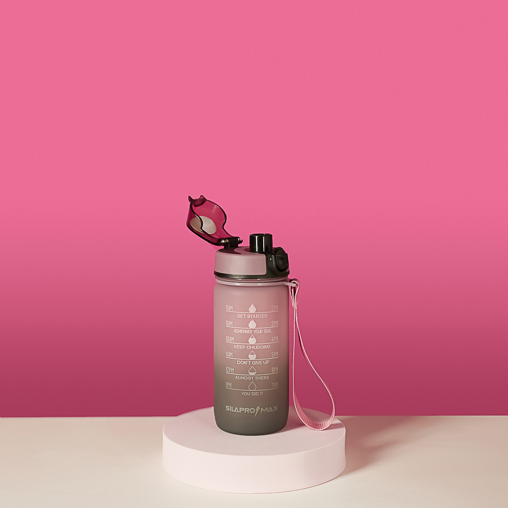 SILAPRO MAX Бутылка спортивная с замком, ULTIMATE GREY -ELDERBERRY, 550мл, РС, арт.№ 088-074