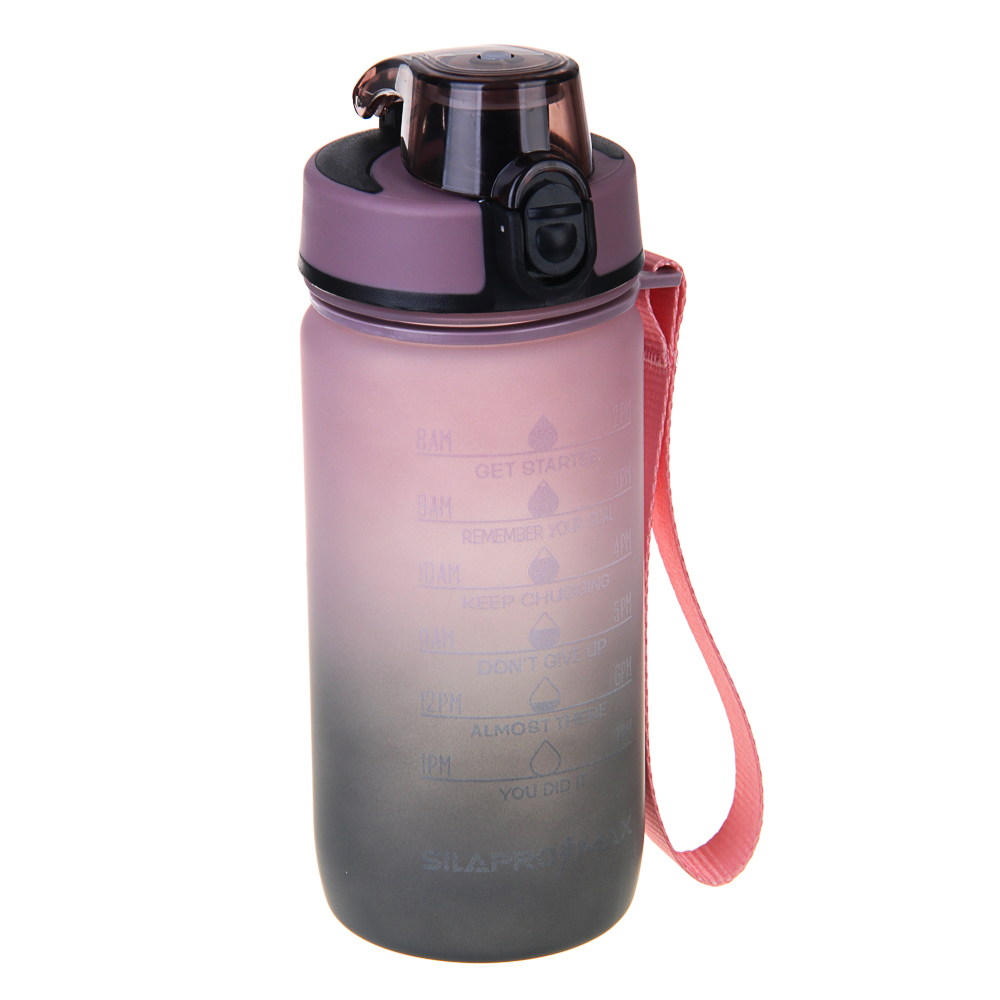 SILAPRO MAX Бутылка спортивная с замком, ULTIMATE GREY -ELDERBERRY, 550мл, РС, арт.№ 088-074