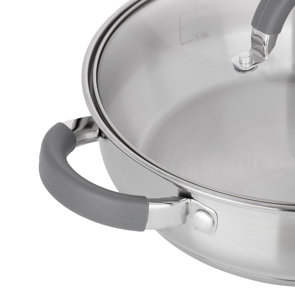 VETTA Вена Сковорода 24х7,5 см, объем 3,2 л, со стеклянной крышкой, индукция, арт.№ 822-144