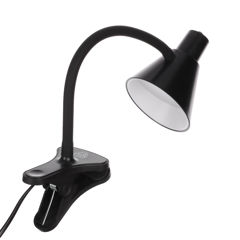 Светильник переносной настольный на прищепке BY, 230В, 5 Вт, 300Лм, металл, пластик, черный, арт.№ 476-442